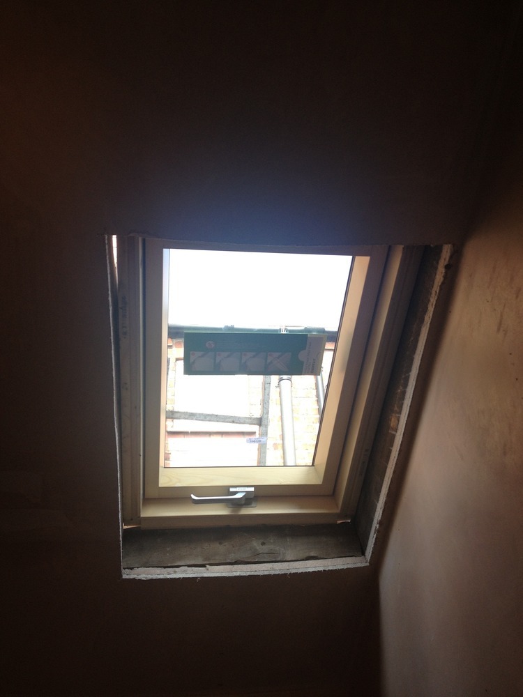 Plaster board and skim in Small Velux window Plastering job in