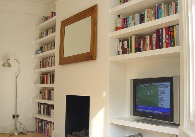 TV and 18 Floating Alcove Shelves Carpentry & Joinery job in