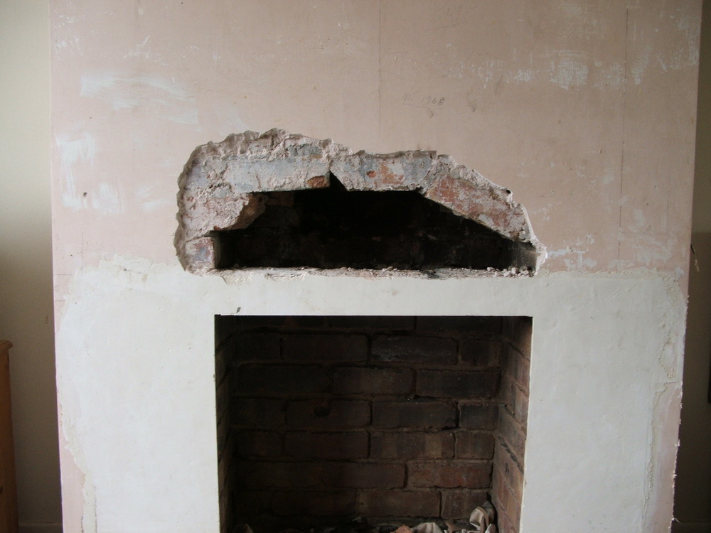Install fireplace lintel and plaster chimney breast Chimneys