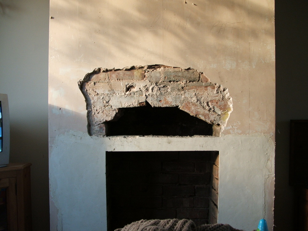 Install fireplace lintel and plaster chimney breast Chimneys