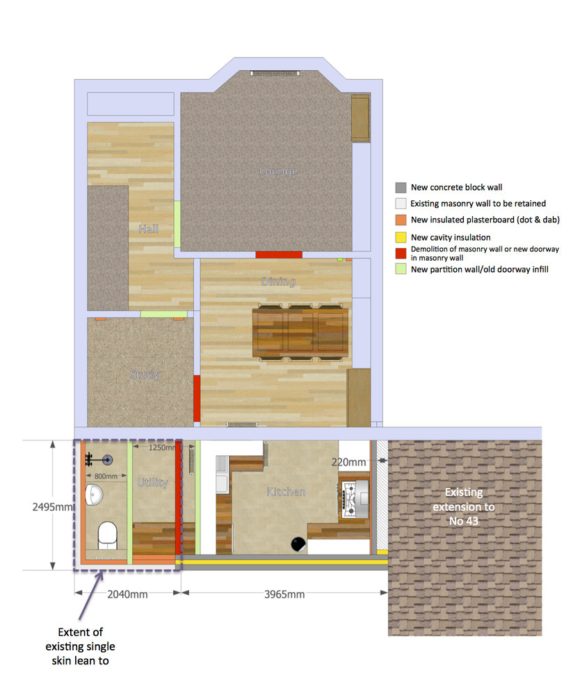 Single storey rear extension 4m x 2.5m approx Extensions job in