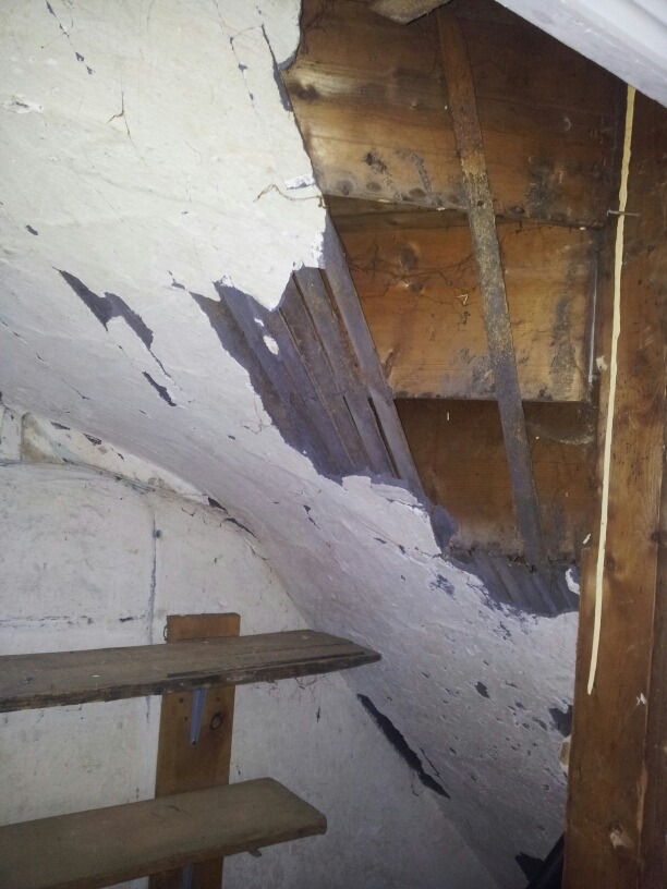 boarding up understairs area with plasterboard Plastering job in